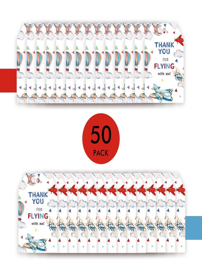 FORSHEEP 50pcs Airplane Thank You Tags, Plane Gift Tag with String for Boy Birthday Party, Thank You Paper Tags for Graduation/Adventure Begin Party Favors - Image 3